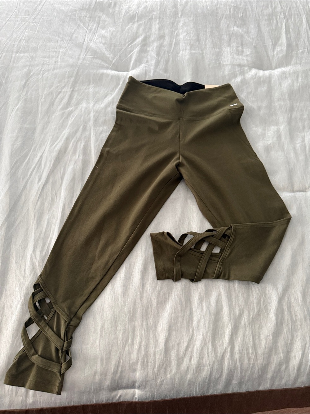 PINK Victoria's Secret Olive Green Strappy Leggings